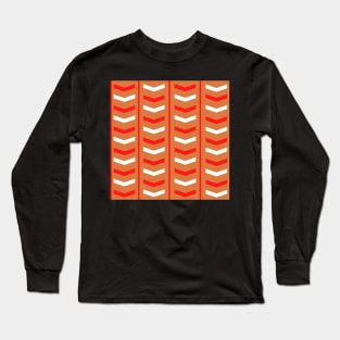 Retro 1960s Style Sixties Vintage Chevron Pattern Design Orange Long Sleeve T-Shirt